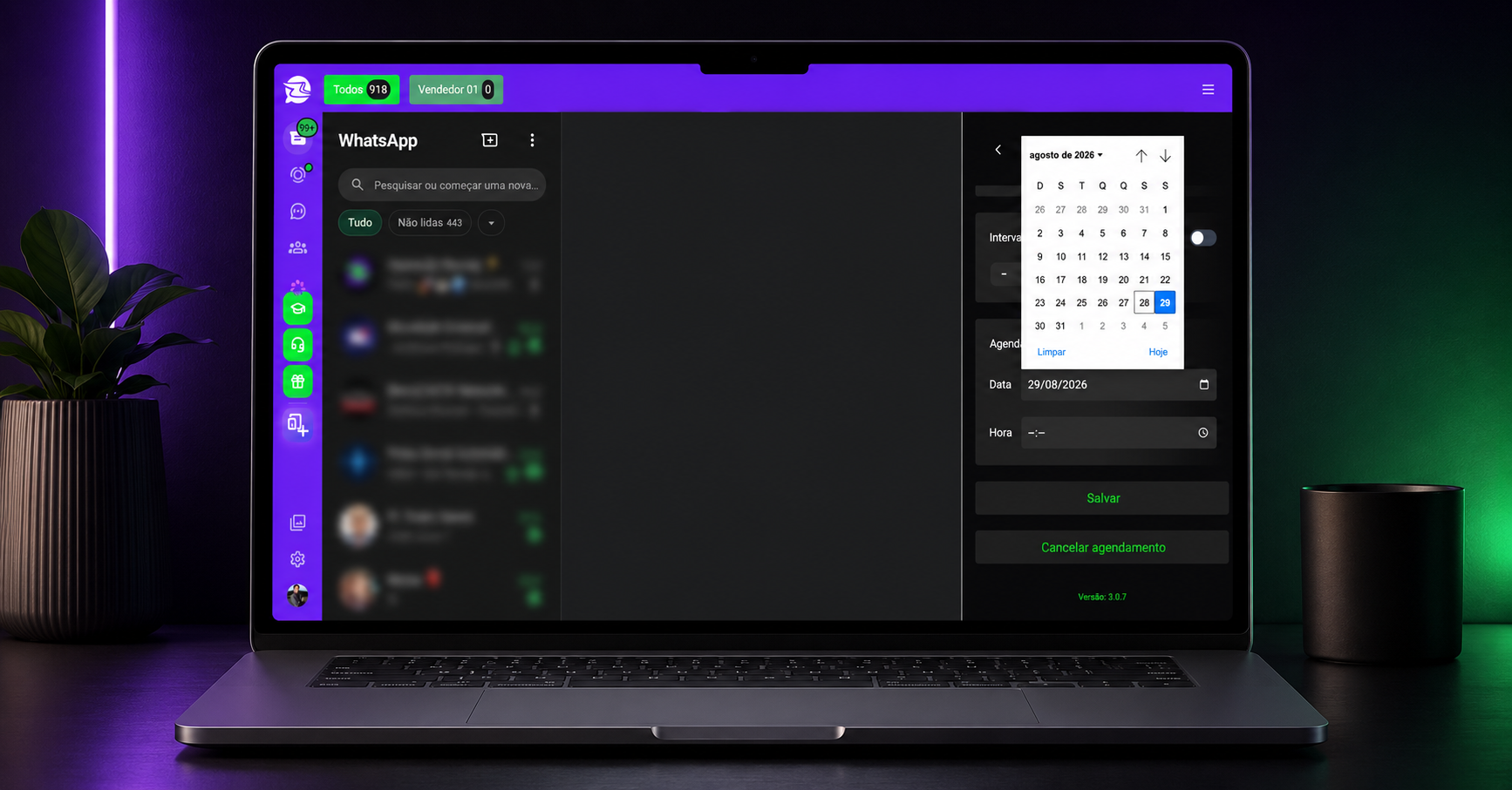 Interface visual da RevZap com agendamento de comunicações