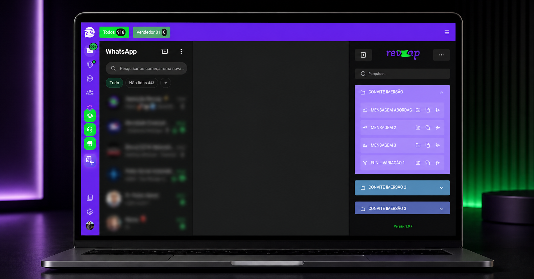 Interface visual da RevZap com organização de conteúdos em pastas